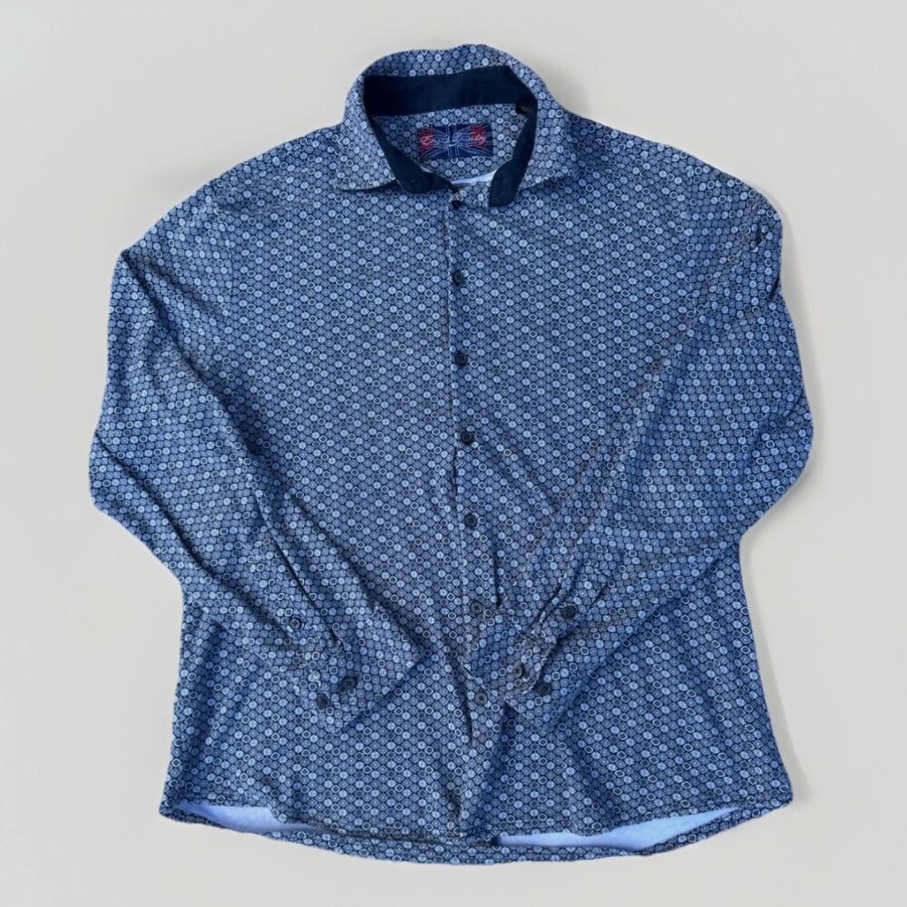 English Laundry Navy and White Patterned jersey dress Shirt